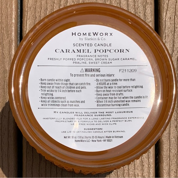 🆕CARAMEL POPCORN HARRY SLATKIN HOMEWORX 4 WICK 18oz CANDLE NWTS!!! - Picture 4 of 4